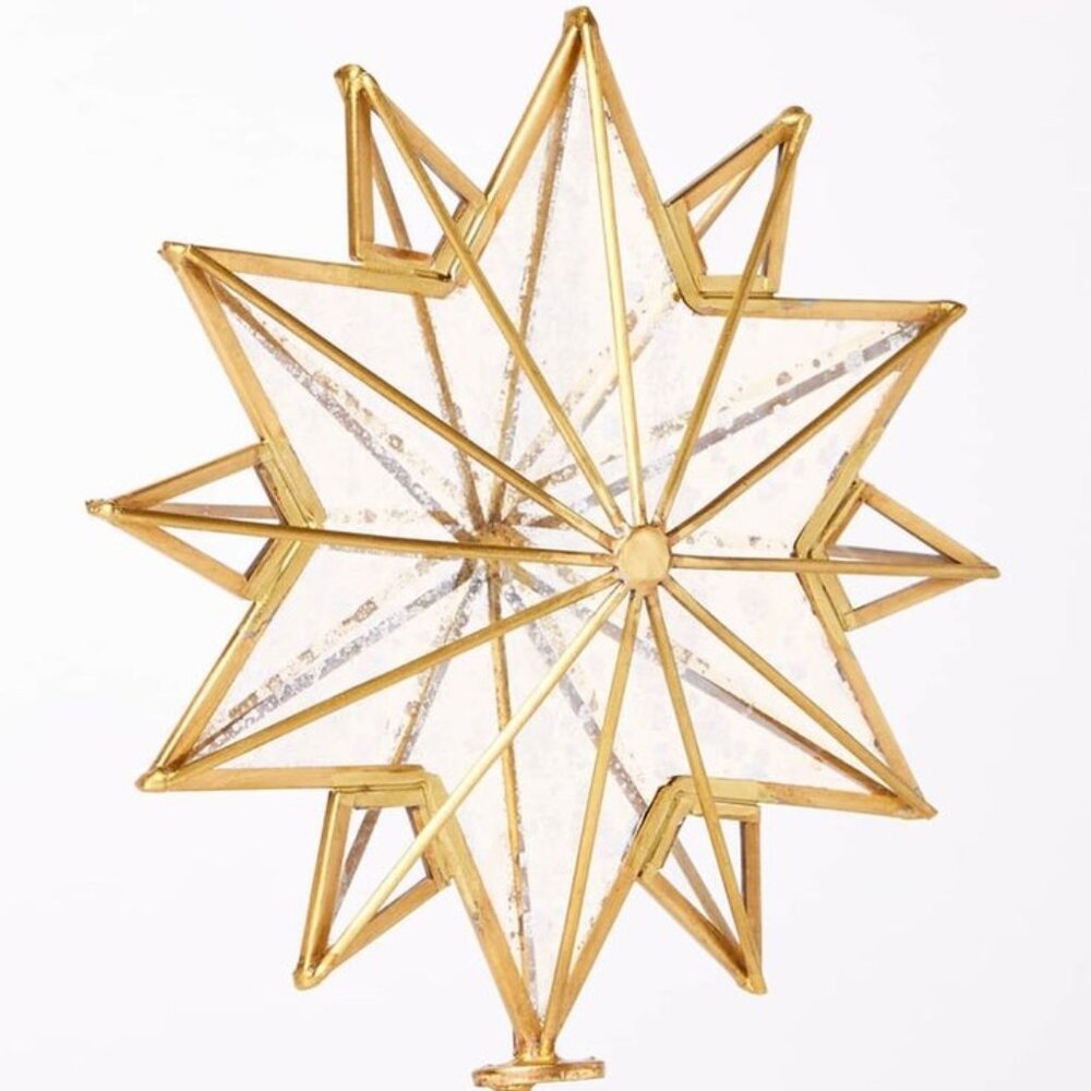 Anthropologie Mercury Glass & Brass Star Tree Topper
